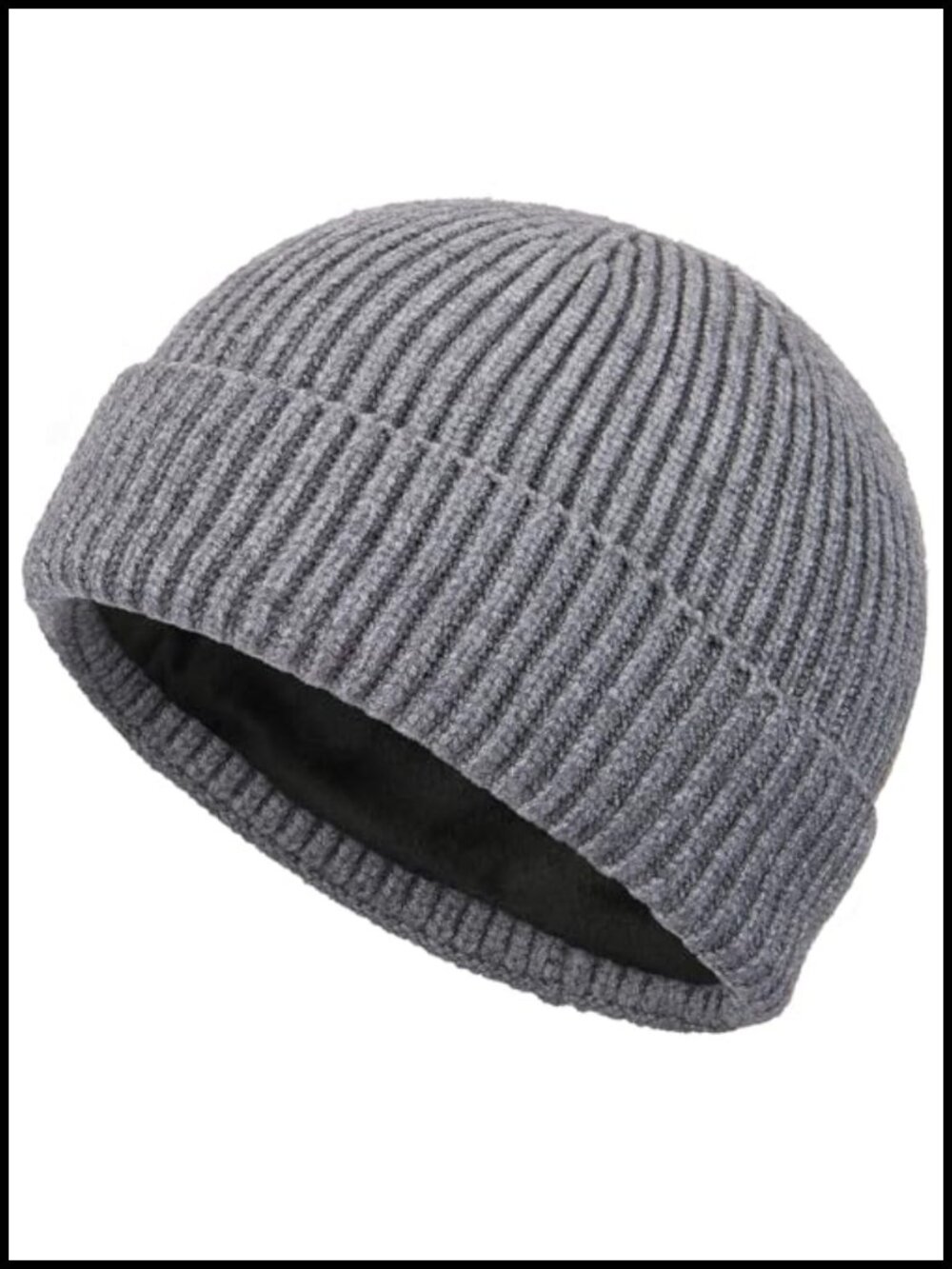 Short Wool Fisherman Beanie Fleece Lined Winter Hat